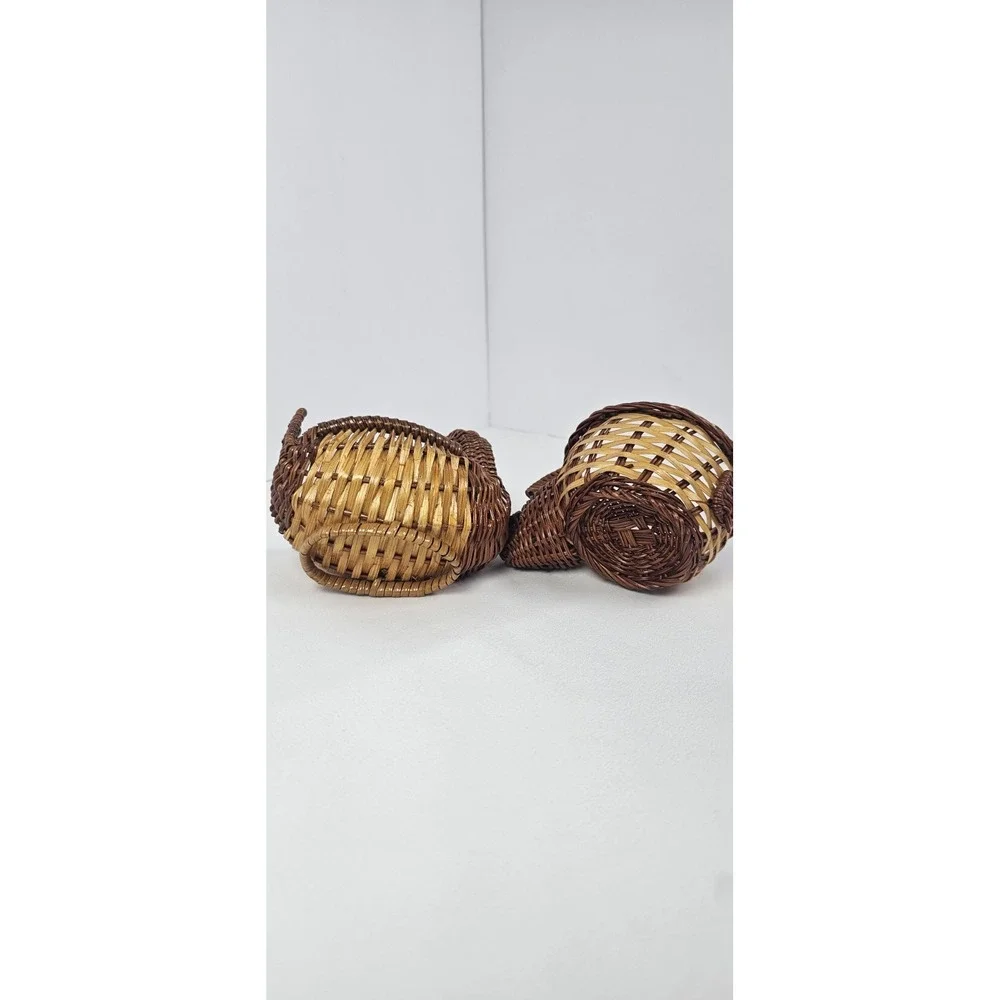 Vintage Wicker‎ Bunny & Duck Mini Baskets Set Easter Farmhouse Decor